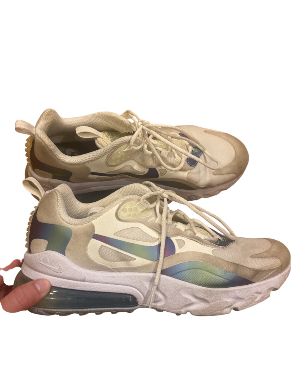 Nike Air Max 270 React "Bubble Pack" Shoes in Metallic Blue/Purple Size 8